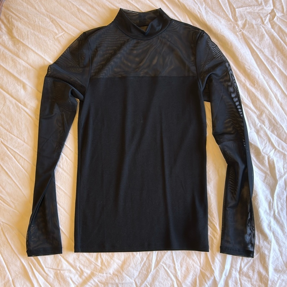 Gap Mixed Material Mock Neck Top